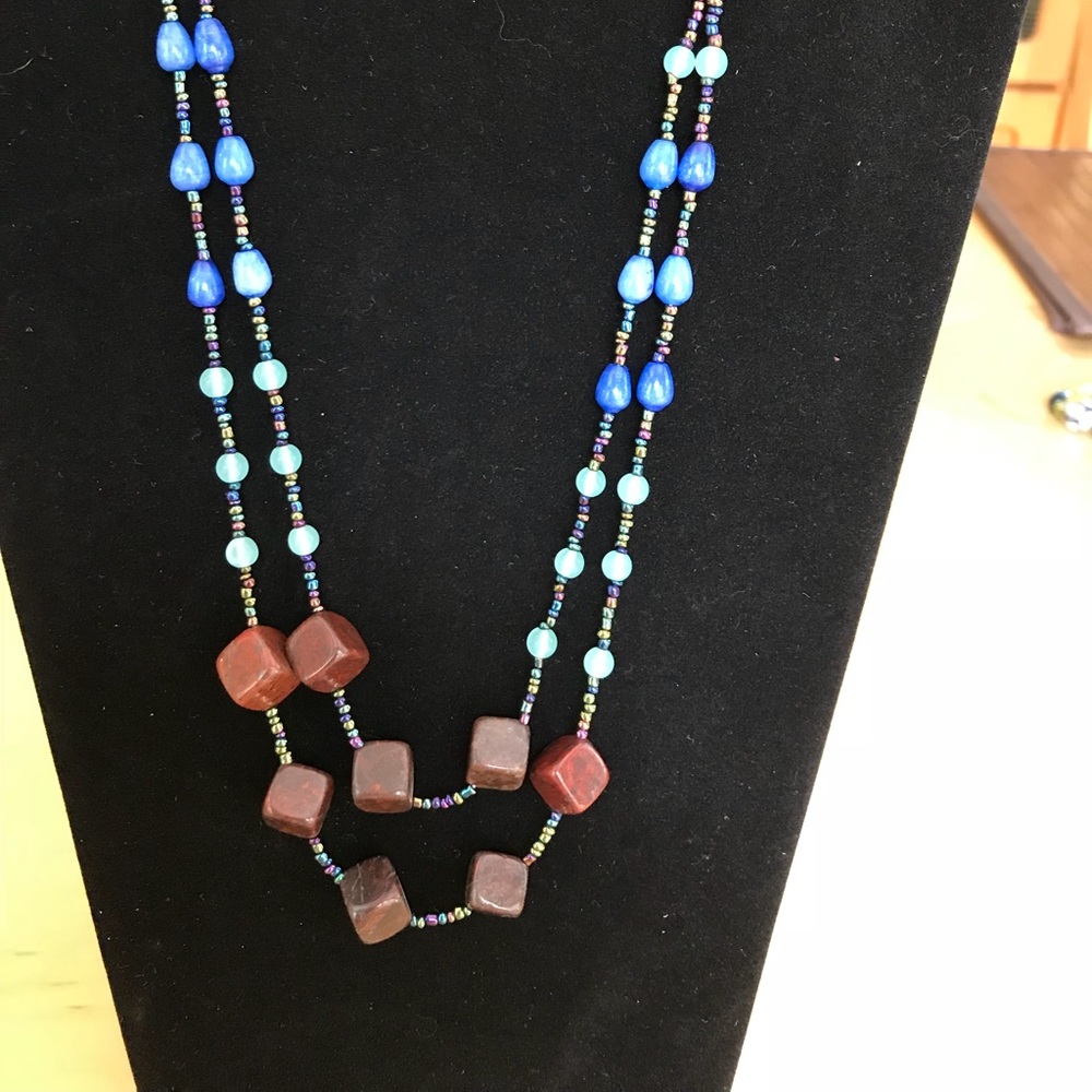 NEW Necklace w/ gem stones 21  1/2” long